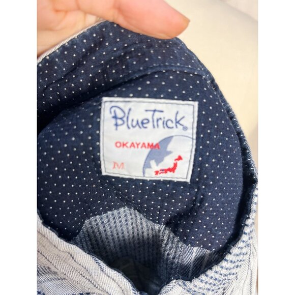 BlueTrick Okayama Stand Collar Shirt with Sashiko Patch Sz M Japan Shacket - Picture 9 of 13